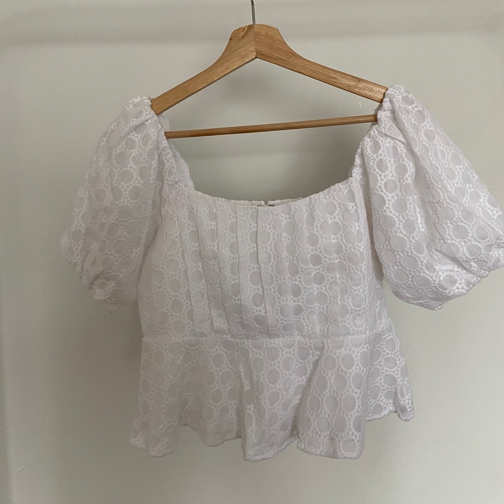 White Peplum Top